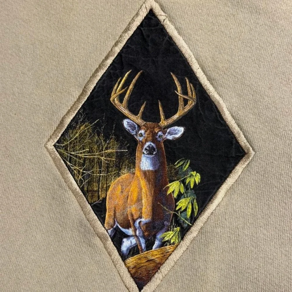 Vintage Wild Wear tan deer graphic crewneck sweatshirt Made in USA Size XL